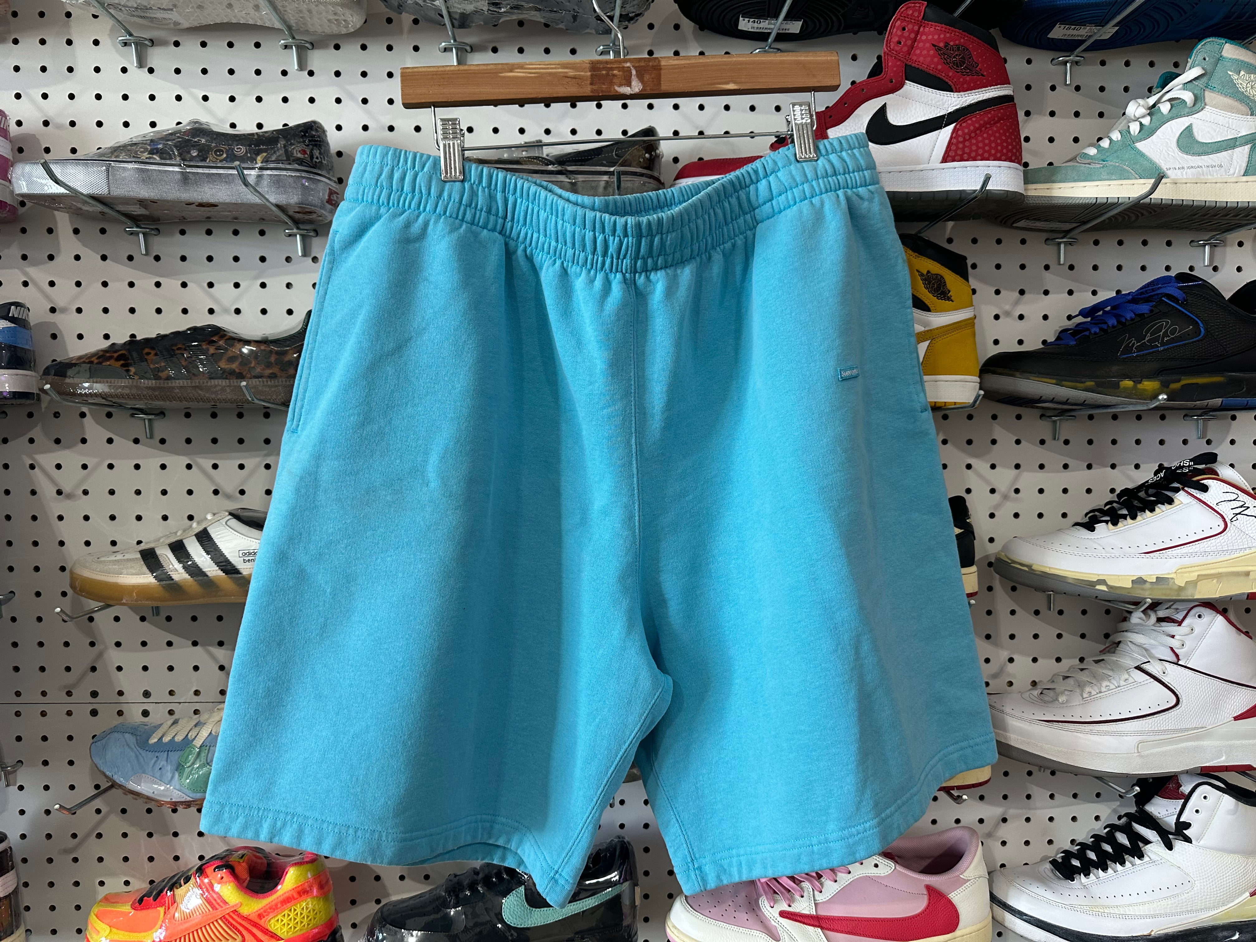 USED Supreme Small Box Logo Sweat Shorts - Blue Size XL
