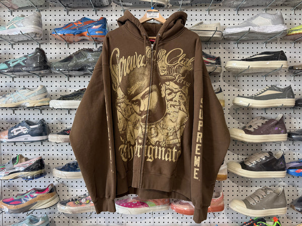 USED Supreme DJ Screw Zip Up Hoodie - Brown Size XXL