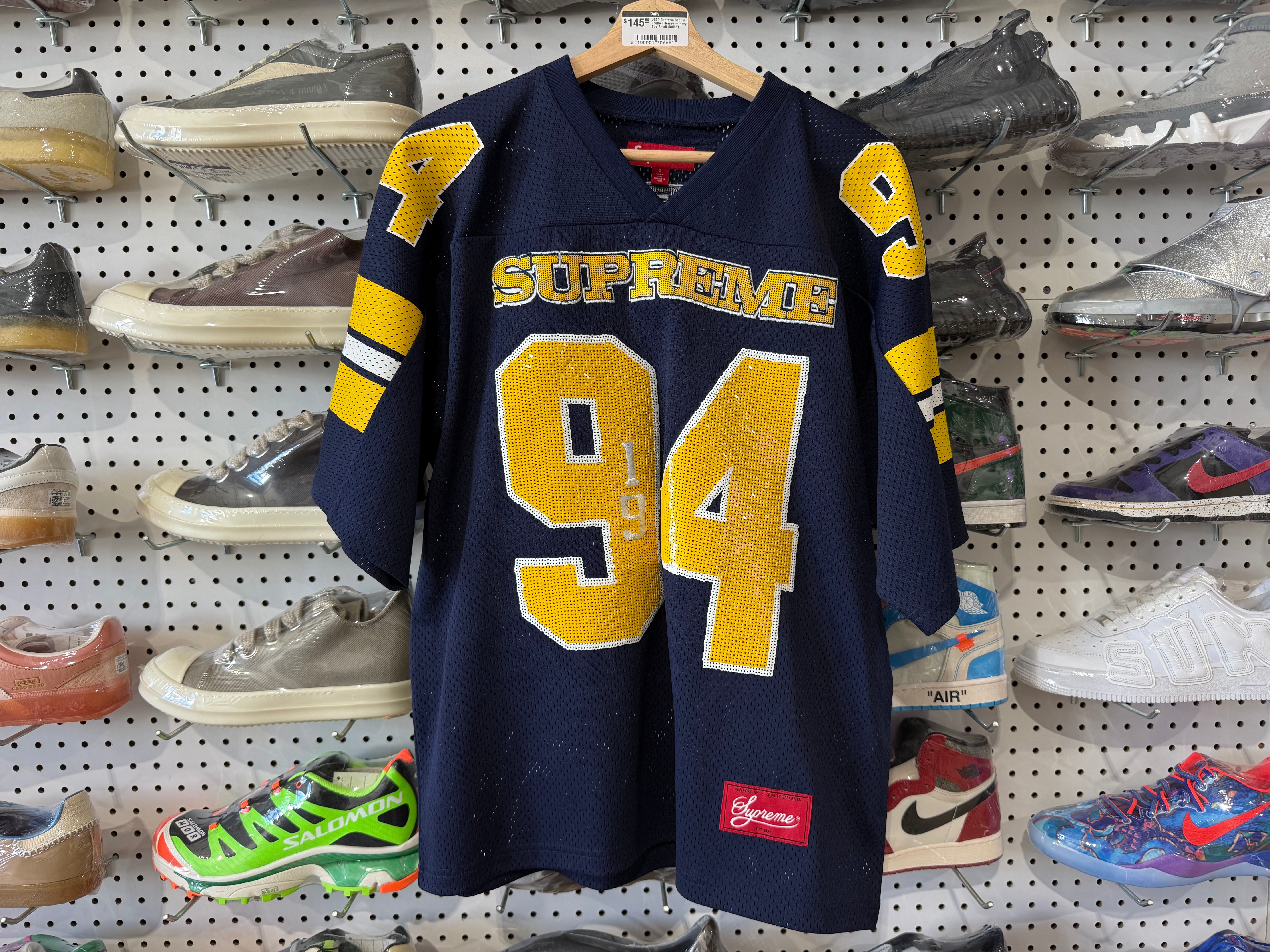 USED Supreme Sequin Football Jersey - Navy Size Small