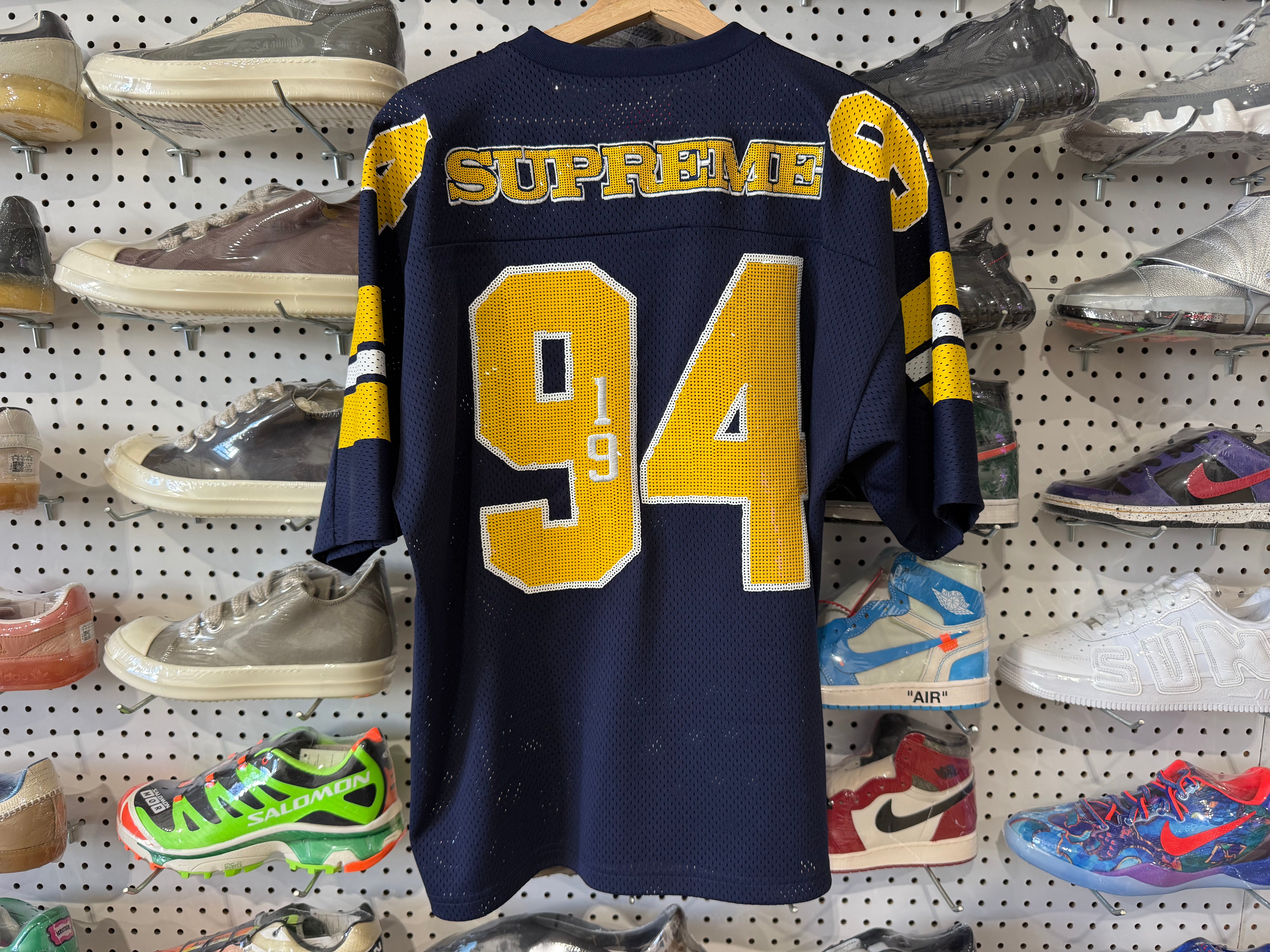 USED Supreme Sequin Football Jersey - Navy Size Small