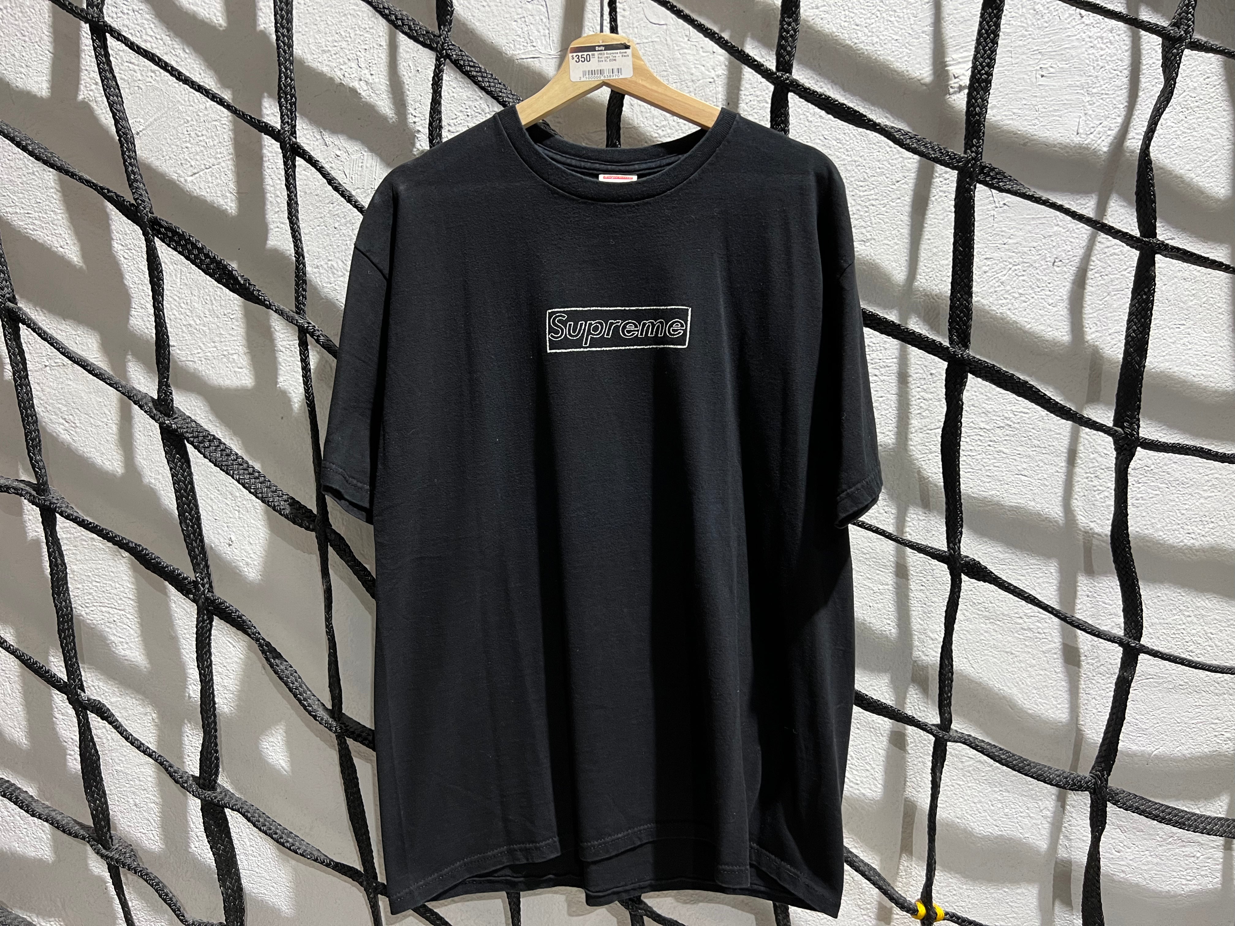 USED Supreme Kaws Box Logo Tee - Black Size XL